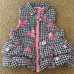 Kids Headquarters Pink Floral Houndstooth Vest